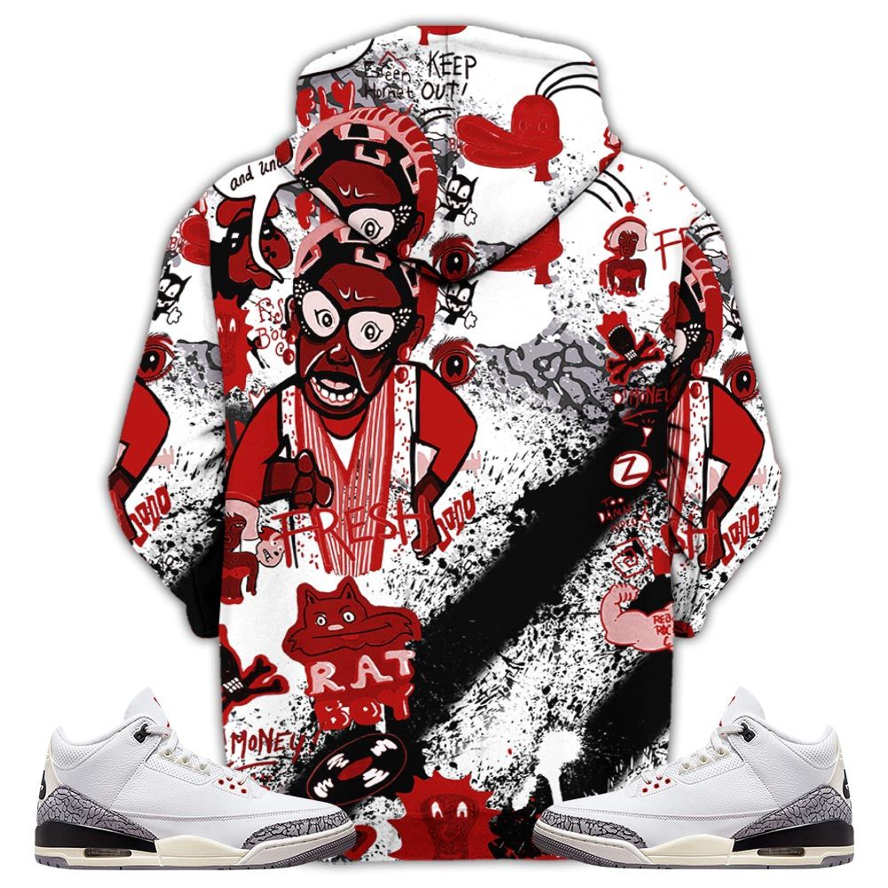 Fp Lick Jordan Sneaker Shirt Match White Cement 3S, Jordan Retro 3 White Cement Hoodie Sweatshirt Tee All Over Print MKO Shirt