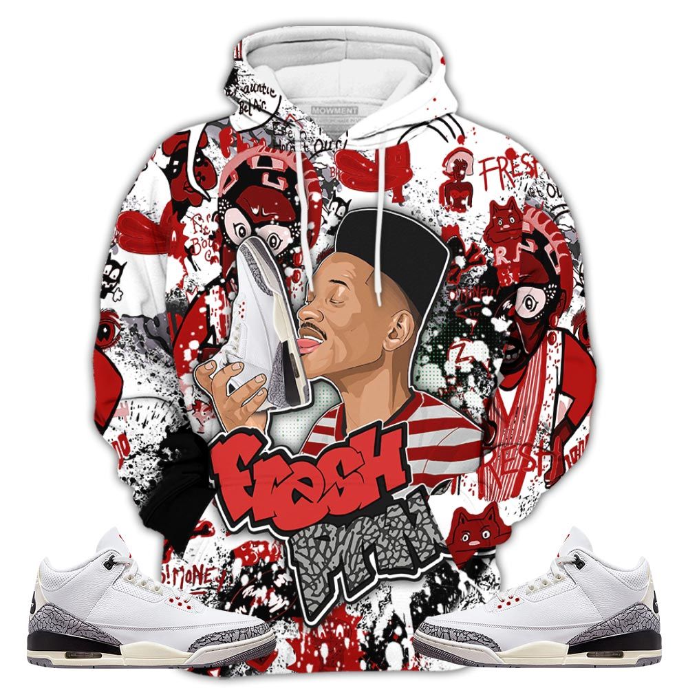 Fp Lick Jordan Sneaker Shirt Match White Cement 3S, Jordan Retro 3 White Cement Hoodie Sweatshirt Tee All Over Print MKO Shirt