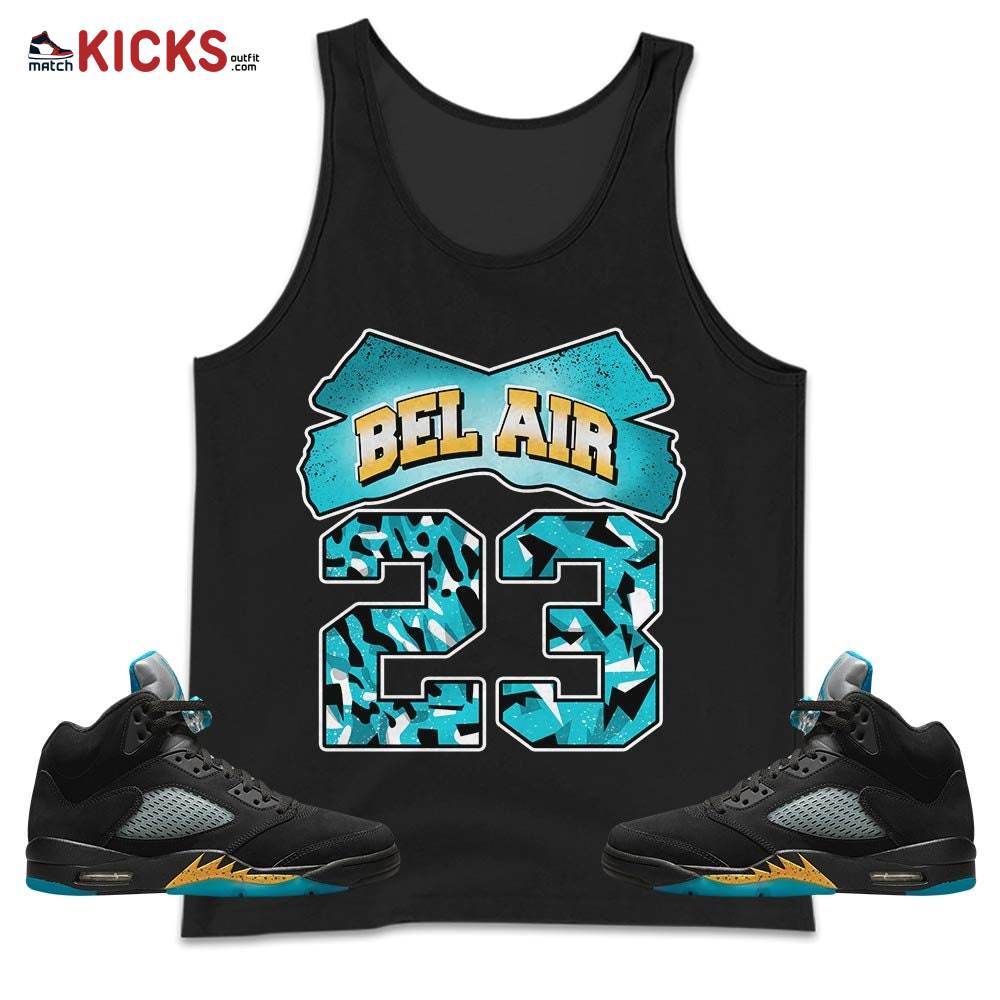 Fresh Bel Air Number 23 Sneaker Shirt Match 2023 Retro Aqua 5s, Jordan 5 Aqua MKO Tank Top Fresh Bel Air Number 23 Sneaker Shirt Match 2023 Retro Aqua 5s, Jordan 5 Aqua MKO Tank Top