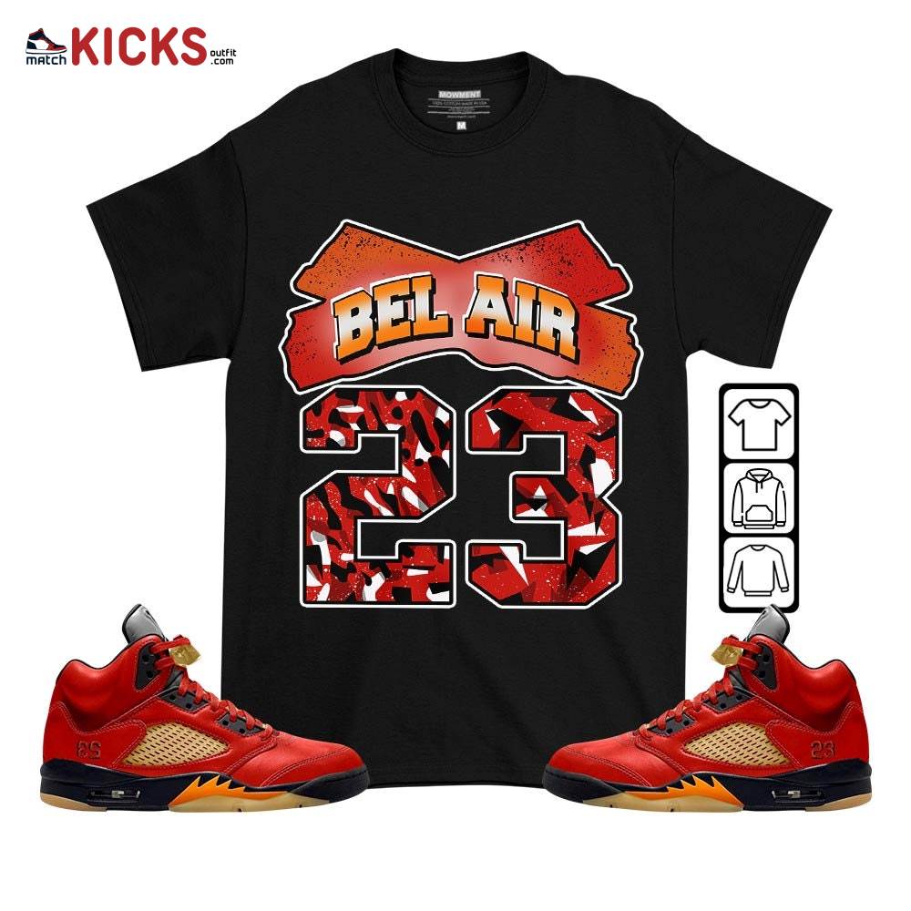 Fresh Bel Air Number 23 Sneaker Shirt Match 5 Dunk On Mars, Jordan 5 Mars For Her MKO T-Shirt