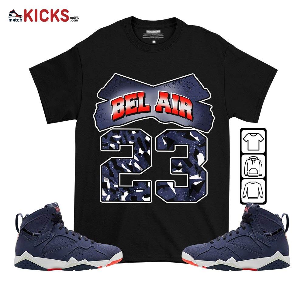 Fresh Bel Air Number 23 Sneaker Shirt Match 7 Neutral Indigo, Jordan 7 Quai 54 MKO T-Shirt