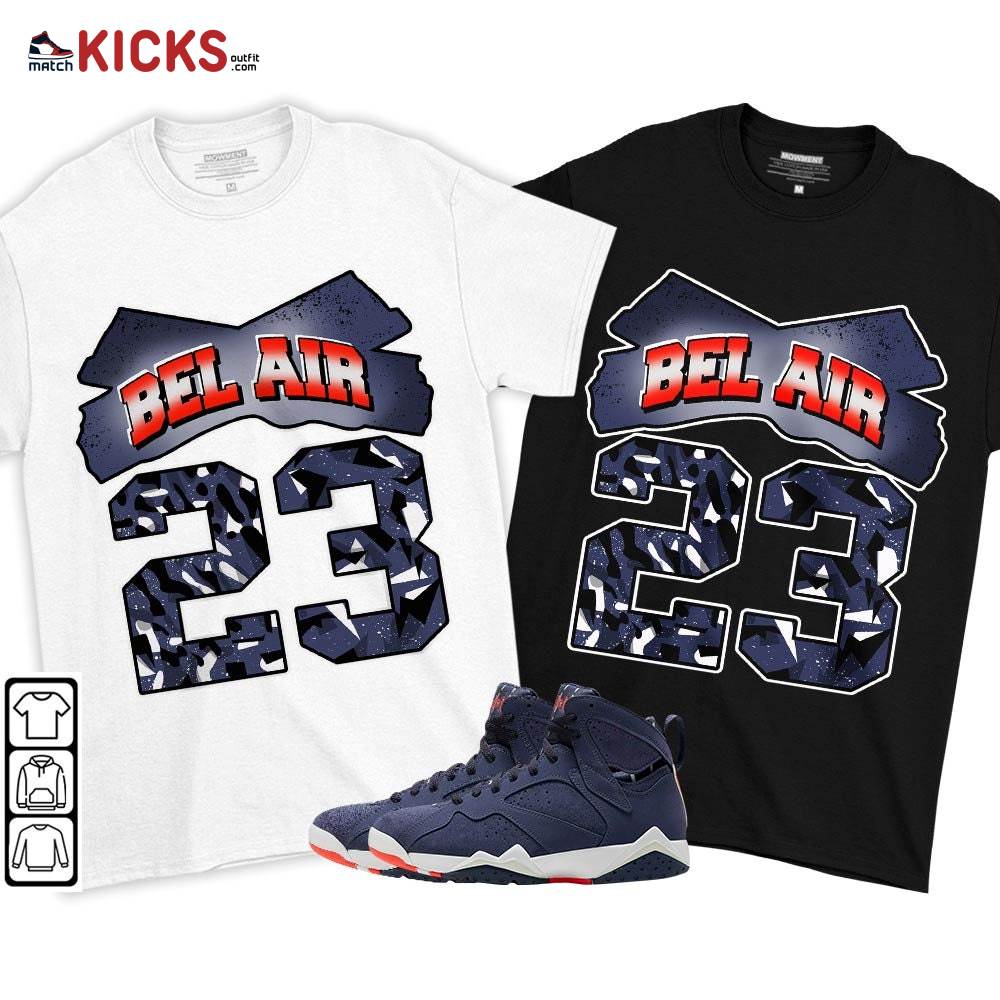 Fresh Bel Air Number 23 Sneaker Shirt Match 7 Neutral Indigo, Jordan 7 Quai 54 MKO T-Shirt Fresh Bel Air Number 23 Sneaker Shirt Match 7 Neutral Indigo, Jordan 7 Quai 54 MKO T-Shirt