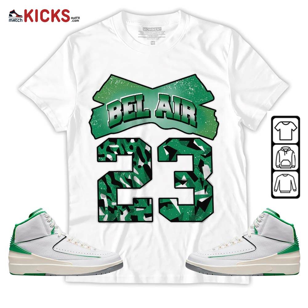 Fresh Bel Air Number 23 Sneaker Shirt Match Lucky Green 2s, Jordan 2 Lucky Green MKO T-Shirt