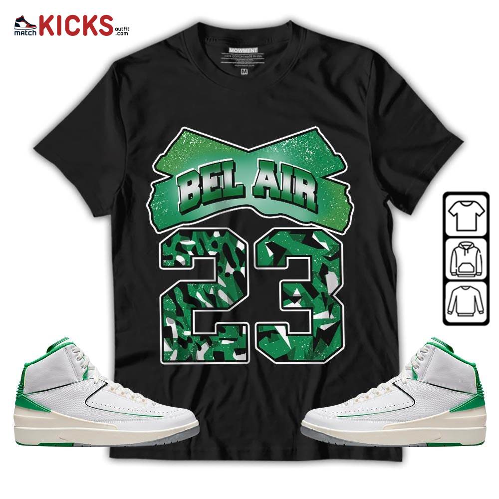Fresh Bel Air Number 23 Sneaker Shirt Match Lucky Green 2s, Jordan 2 Lucky Green MKO T-Shirt