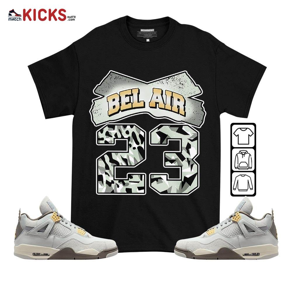 Fresh Bel Air Number 23 Sneaker Shirt Match Retro Craft 4s, Jordan 4 Craft Photon Dust MKO T-Shirt