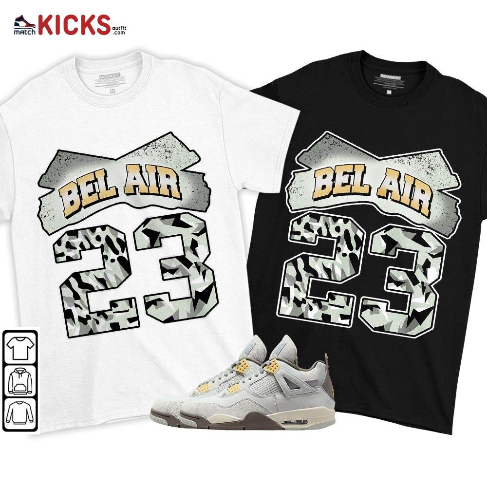 Fresh Bel Air Number 23 Sneaker Shirt Match Retro Craft 4s, Jordan 4 Craft Photon Dust MKO T-Shirt