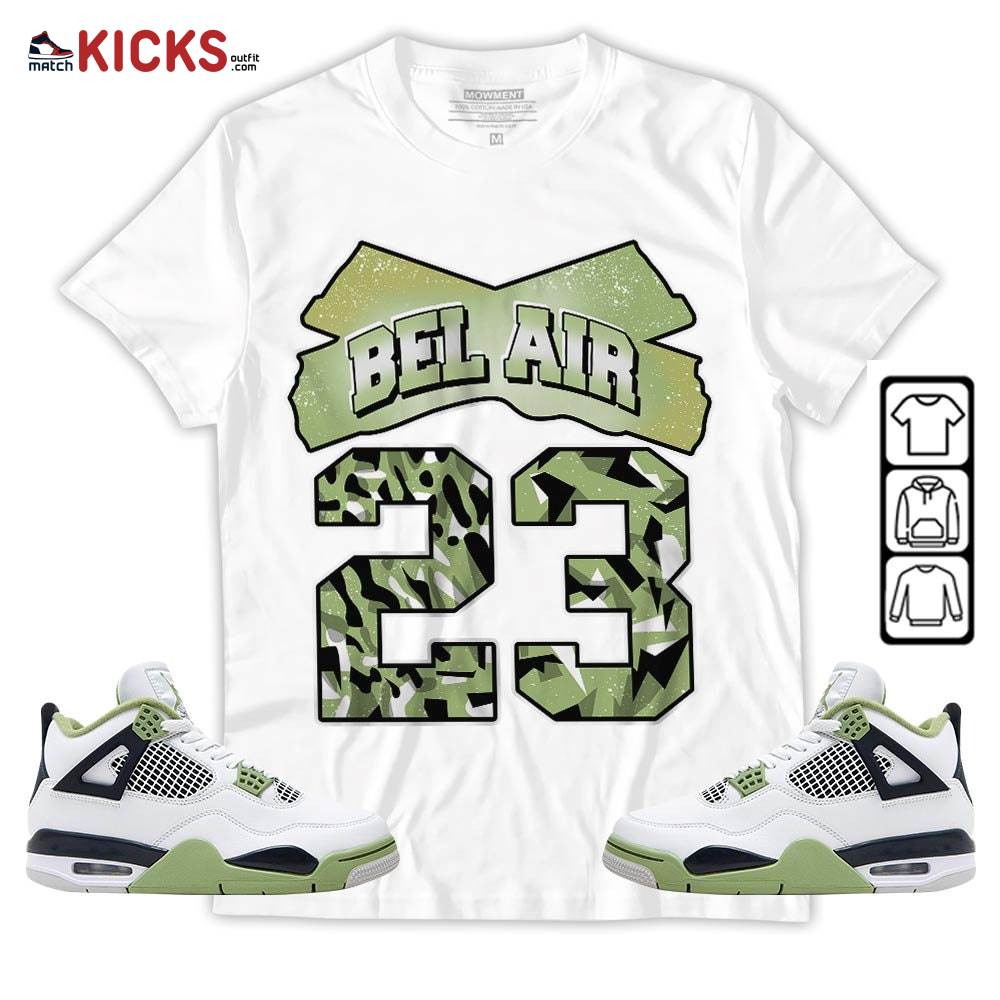 Fresh Bel Air Number 23 Sneaker Shirt Match Retro Oil Green 4s, Jordan 4 Oil Green MKO T-Shirt