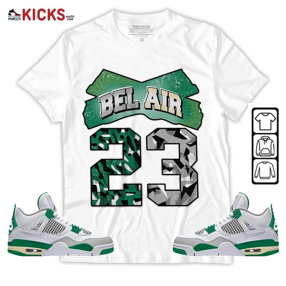 Fresh Bel Air Number 23 Sneaker Shirt Match Retro Pine Green 4s, Jordan 4 Pine Green MKO Hoodie