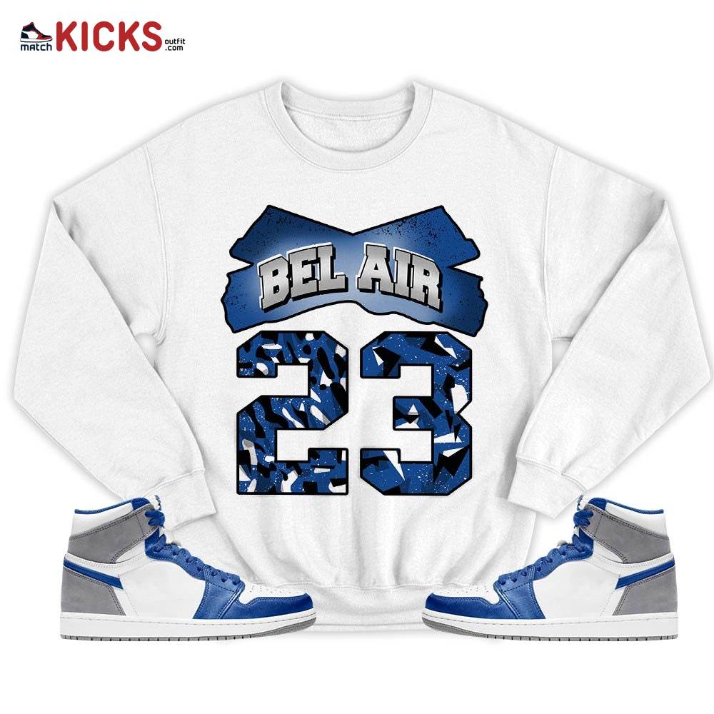 Fresh Bel Air Number 23 Sneaker Shirt Match True Blue 1s, Jordan 1 High OG True Blue MKO T-Shirt Fresh Bel Air Number 23 Sneaker Shirt Match True Blue 1s, Jordan 1 High OG True Blue MKO T-Shirt