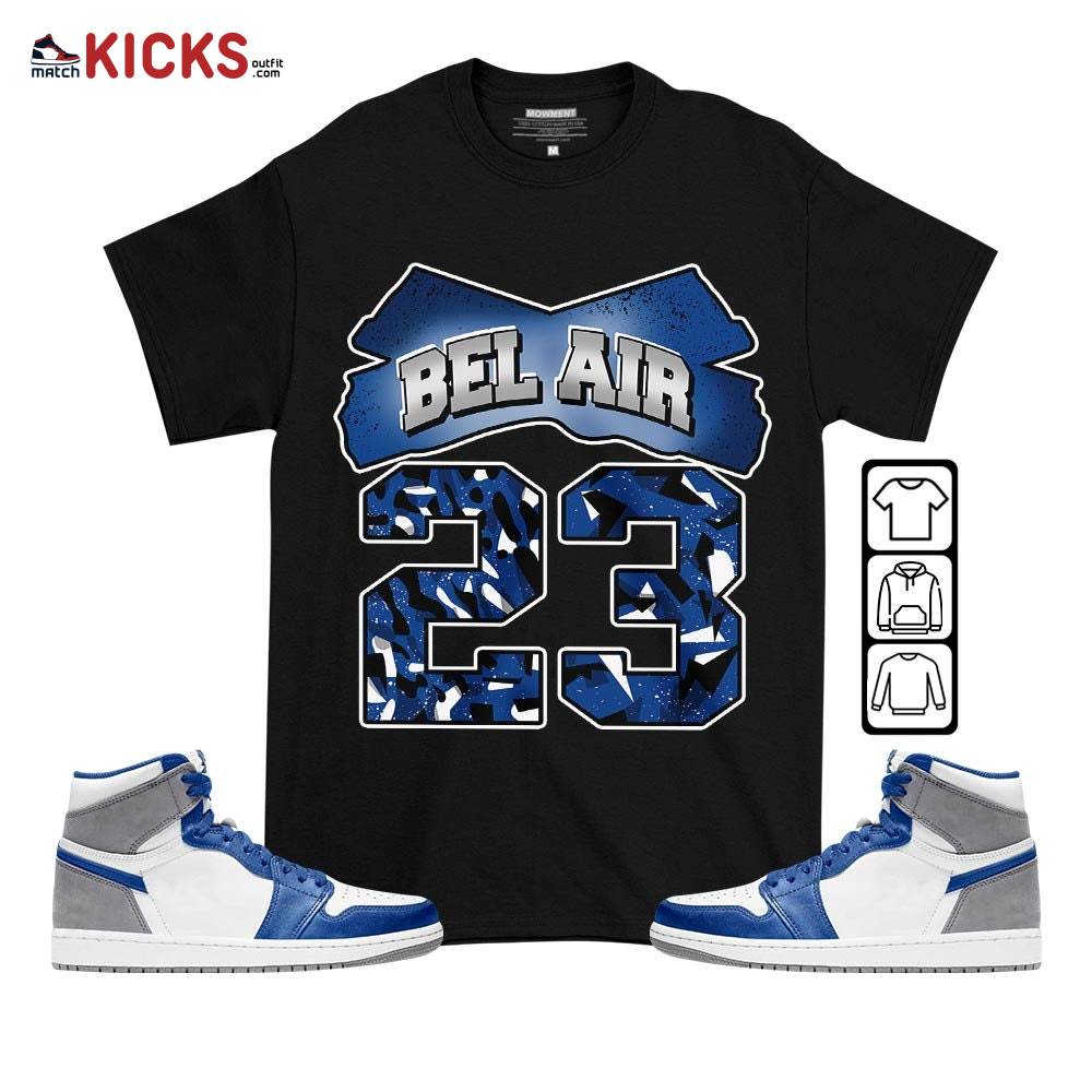 Fresh Bel Air Number 23 Sneaker Shirt Match True Blue 1s, Jordan 1 High OG True Blue MKO T-Shirt Fresh Bel Air Number 23 Sneaker Shirt Match True Blue 1s, Jordan 1 High OG True Blue MKO T-Shirt