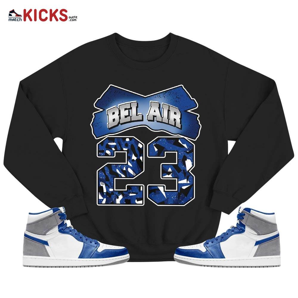 Fresh Bel Air Number 23 Sneaker Shirt Match True Blue 1s, Jordan 1 High OG True Blue MKO T-Shirt Fresh Bel Air Number 23 Sneaker Shirt Match True Blue 1s, Jordan 1 High OG True Blue MKO T-Shirt