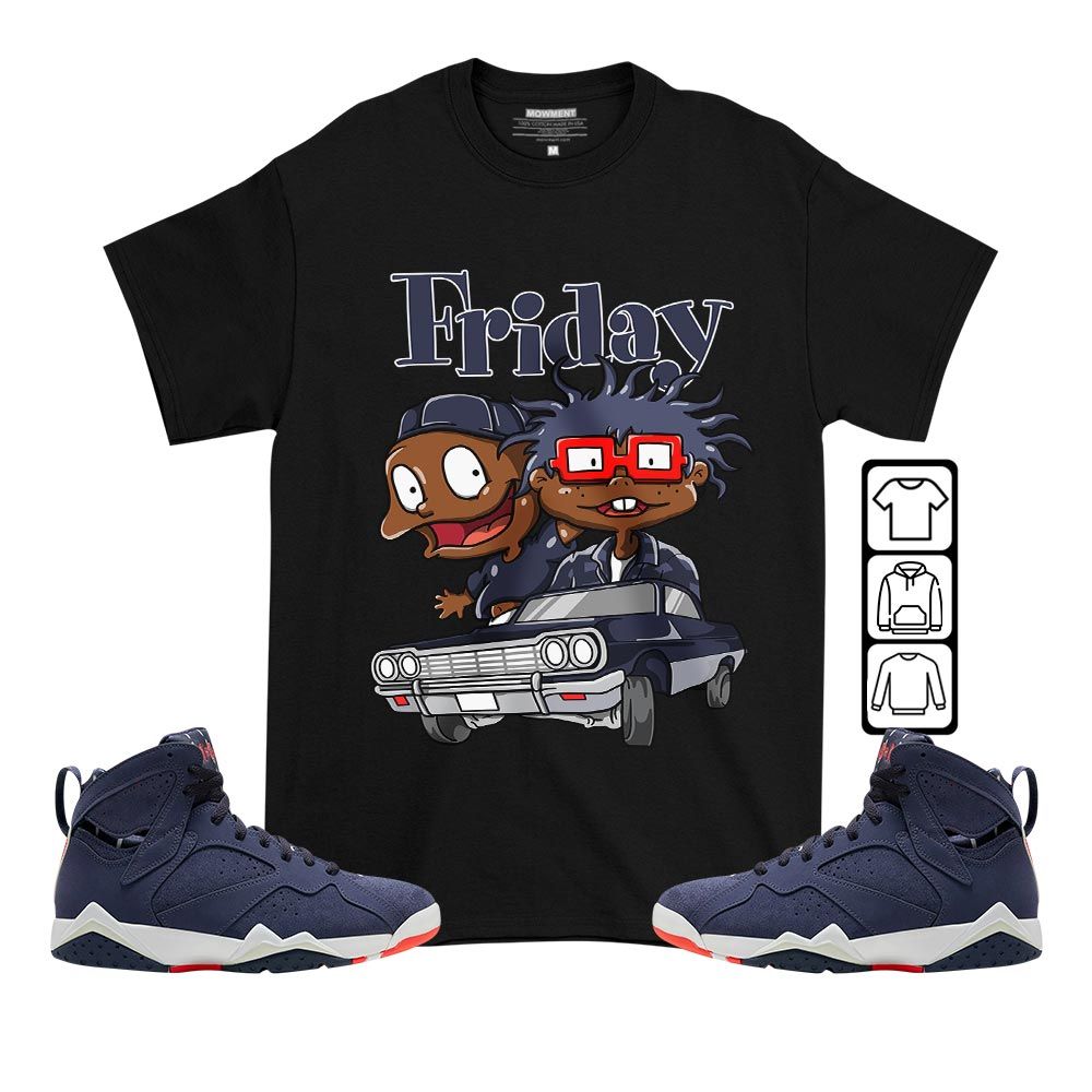 Friday Cartoon 90s Sneaker Shirt Match 7 Neutral Indigo, Jordan 7 Quai 54 MKO T-Shirt Friday Cartoon 90s Sneaker Shirt Match 7 Neutral Indigo, Jordan 7 Quai 54 MKO T-Shirt