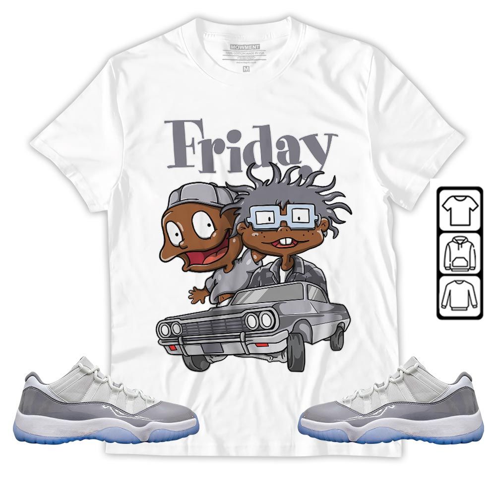 Friday Cartoon 90s Sneaker Shirt Match Cement Grey 11s, Jordan 11 Low Cement Grey MKO T-Shirt