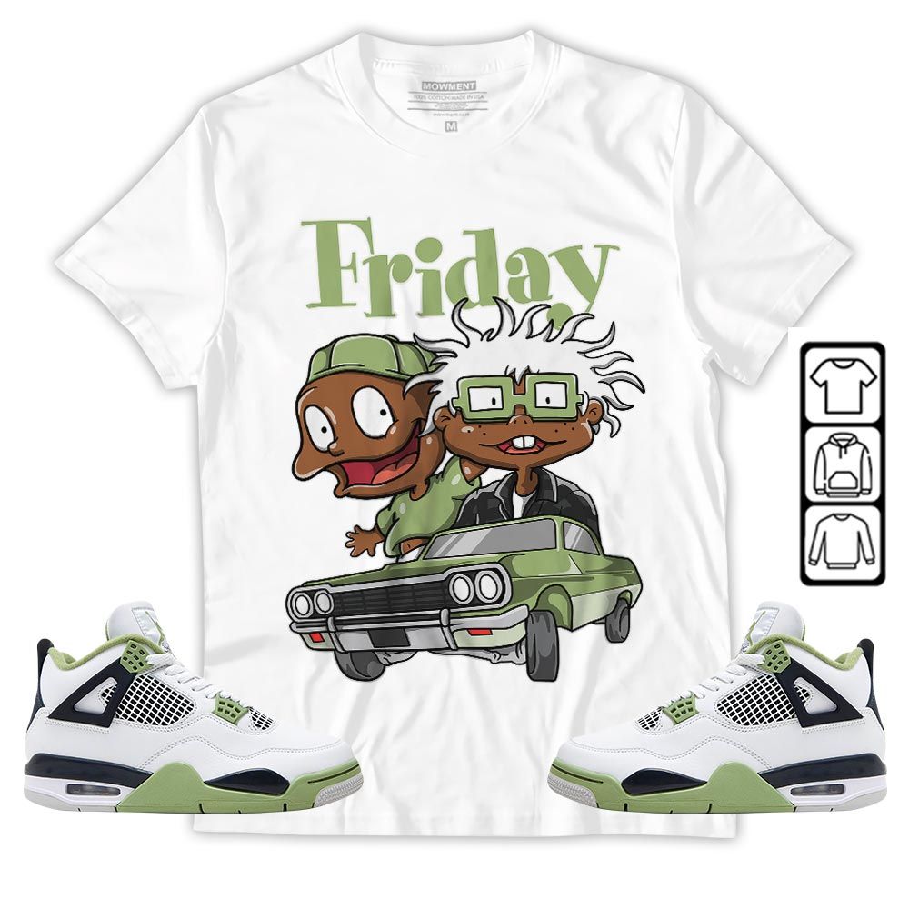 Friday Cartoon 90s Sneaker Shirt Match Retro Oil Green 4s, Jordan 4 Oil Green MKO T-Shirt