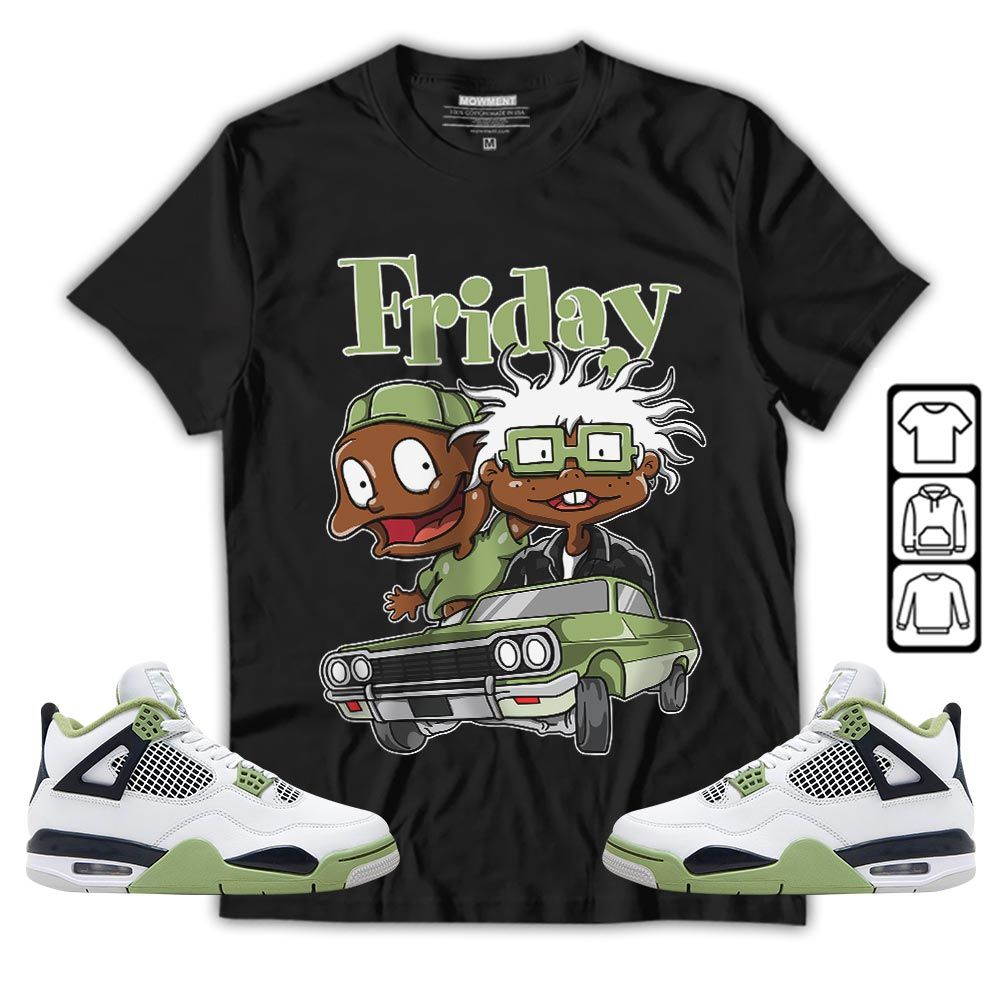 Friday Cartoon 90s Sneaker Shirt Match Retro Oil Green 4s, Jordan 4 Oil Green MKO T-Shirt