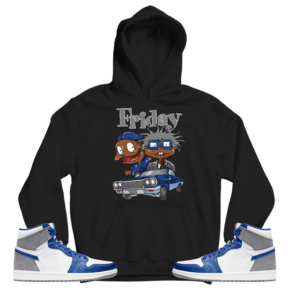 Friday Cartoon 90s Sneaker Shirt Match True Blue 1s, Jordan 1 High OG True Blue MKO T-Shirt