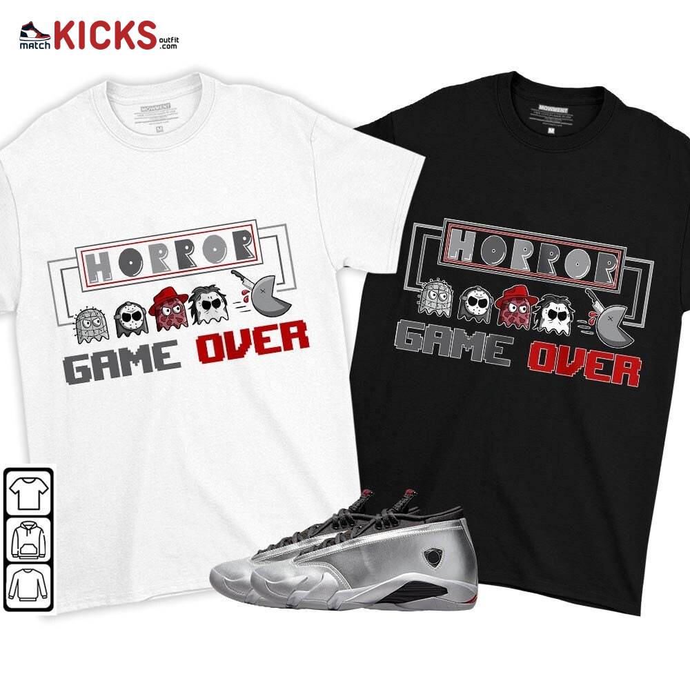 Friday Horror Pixer Sneaker Shirt Match 14 Low Metallic Silver, Jordan 14 Metallic Silver MKO T-Shirt
