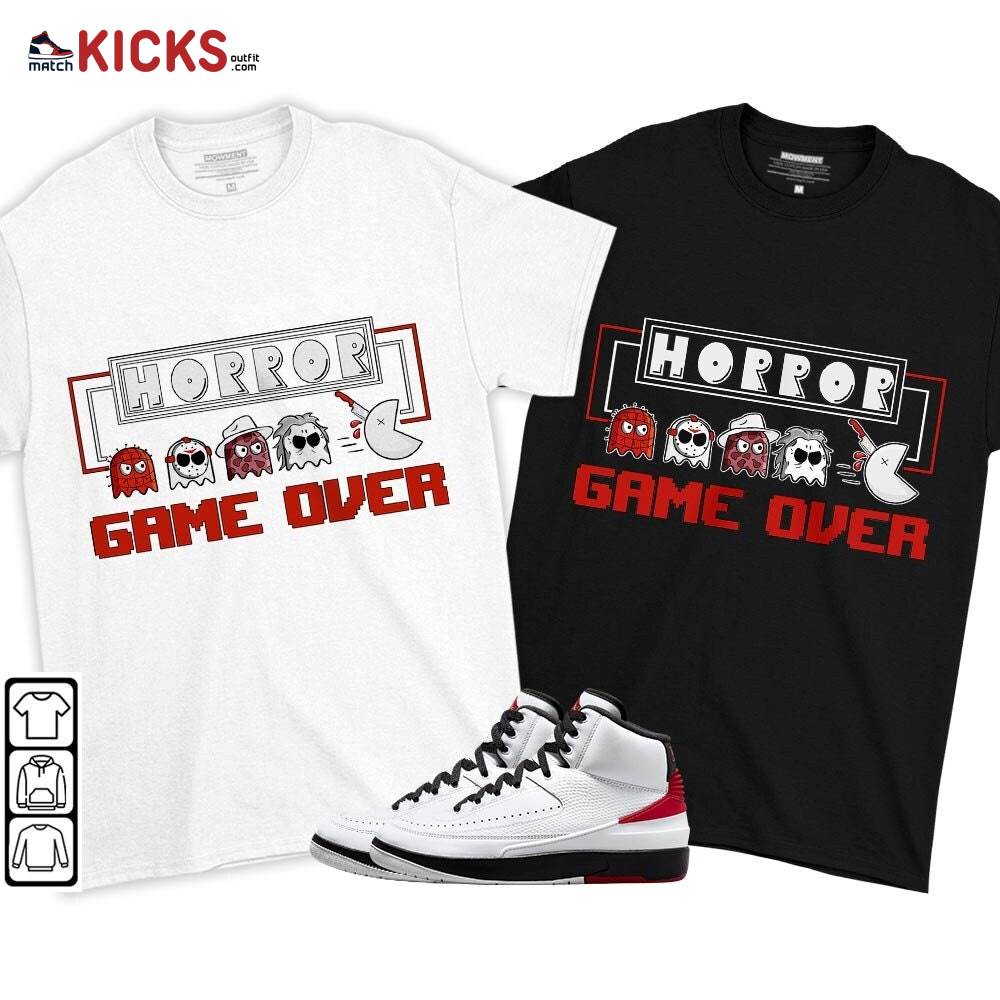 Friday Horror Pixer Sneaker Shirt Match 2 Chicago Varsity Red, Jordan Retro 2 Chicago MKO T-Shirt
