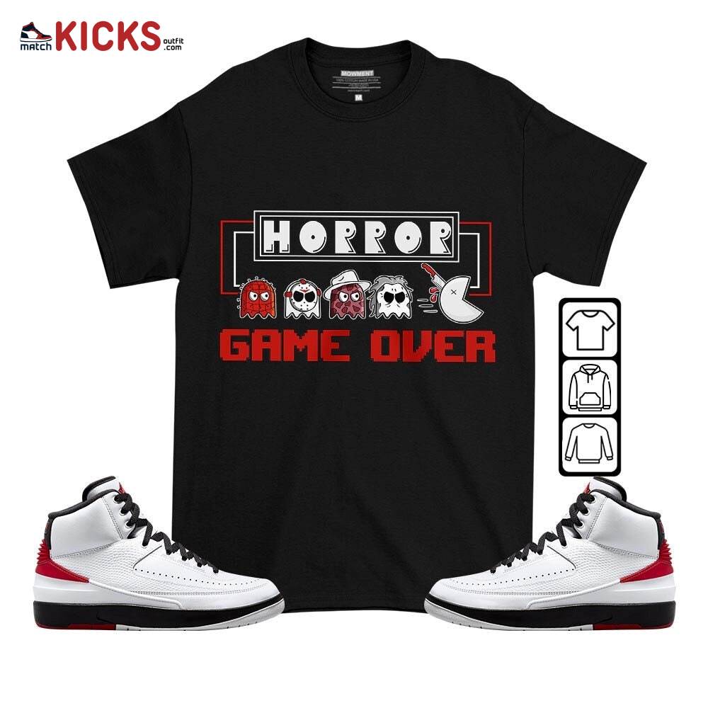 Friday Horror Pixer Sneaker Shirt Match 2 Chicago Varsity Red, Jordan Retro 2 Chicago MKO T-Shirt