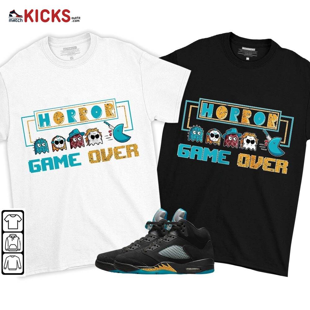 Friday Horror Pixer Sneaker Shirt Match 2023 Retro Aqua 5s, Jordan 5 Aqua MKO T-Shirt Friday Horror Pixer Sneaker Shirt Match 2023 Retro Aqua 5s, Jordan 5 Aqua MKO T-Shirt