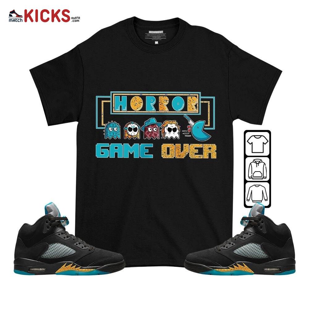 Friday Horror Pixer Sneaker Shirt Match 2023 Retro Aqua 5s, Jordan 5 Aqua MKO T-Shirt