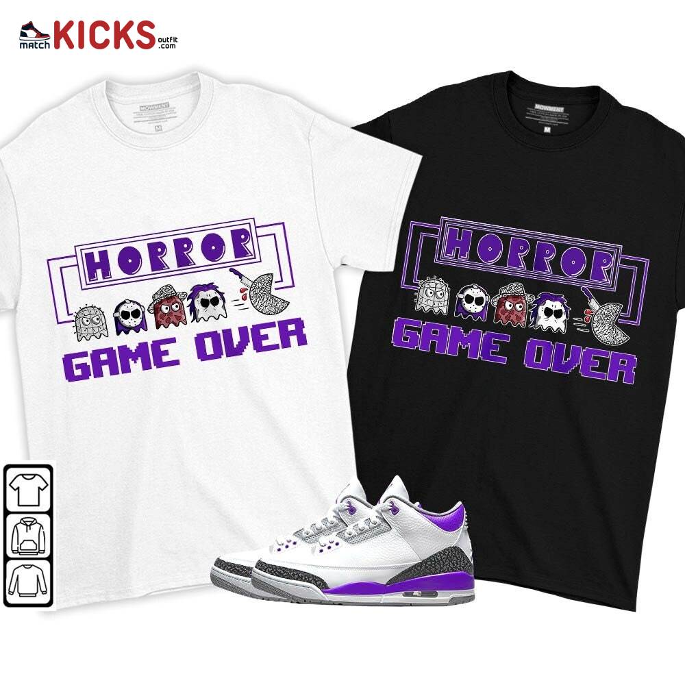 Friday Horror Pixer Sneaker Shirt Match Dark Iris 3s, Jordan 3 Retro Dark Iris MKO T-Shirt Friday Horror Pixer Sneaker Shirt Match Dark Iris 3s, Jordan 3 Retro Dark Iris MKO T-Shirt