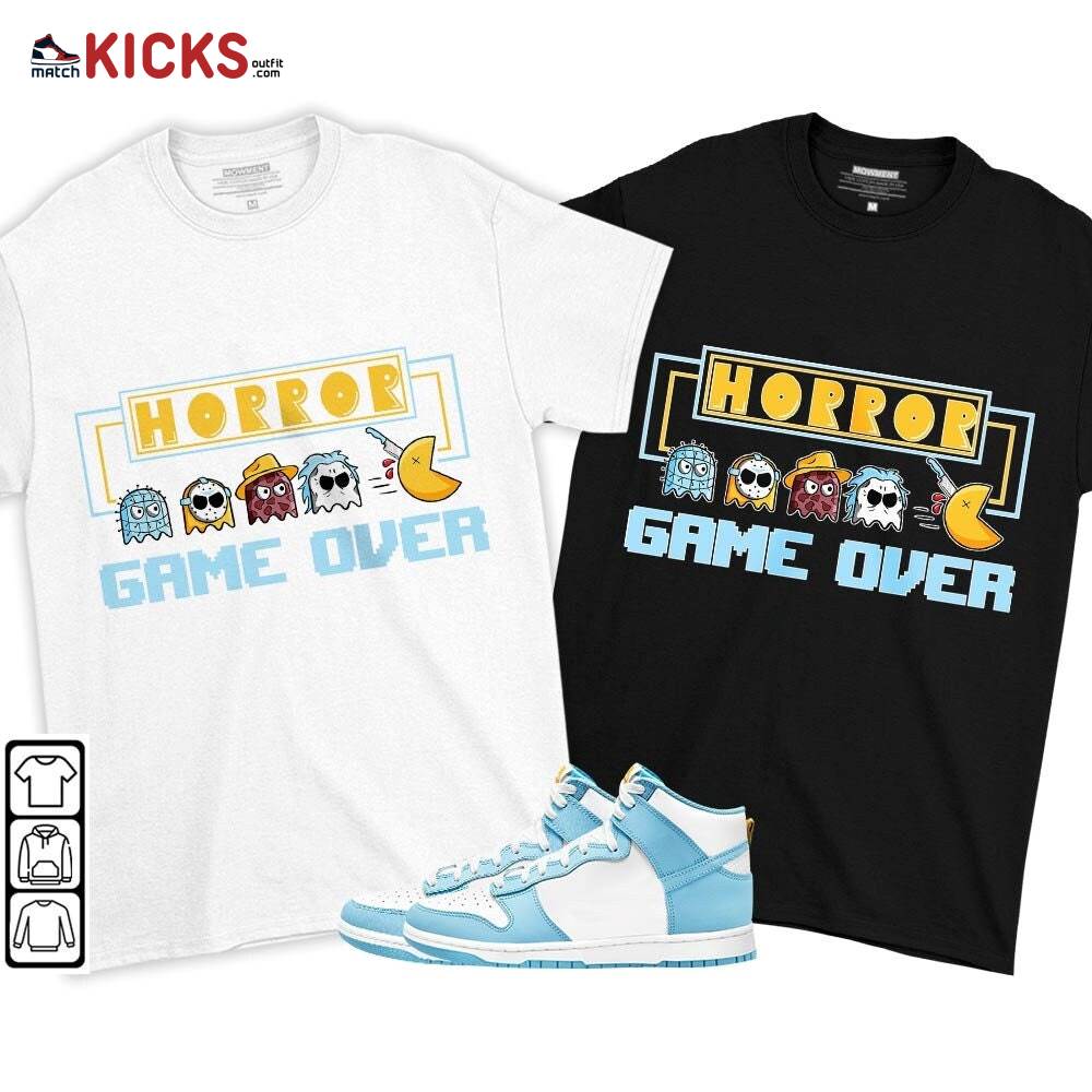 Friday Horror Pixer Sneaker Shirt Match Dunk High Blue Chill, Dunk High Homer Simpson MKO T-Shirt