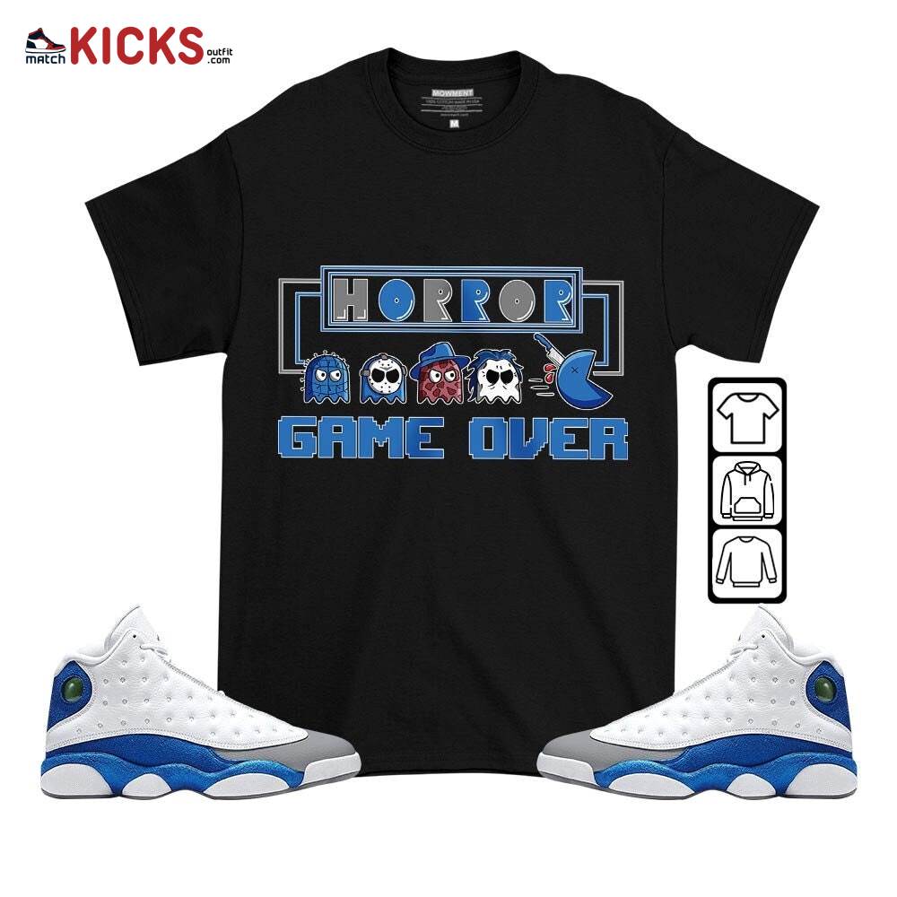 Friday Horror Pixer Sneaker Shirt Match French Blue 13s, Jordan 13 French Blue MKO T-Shirt