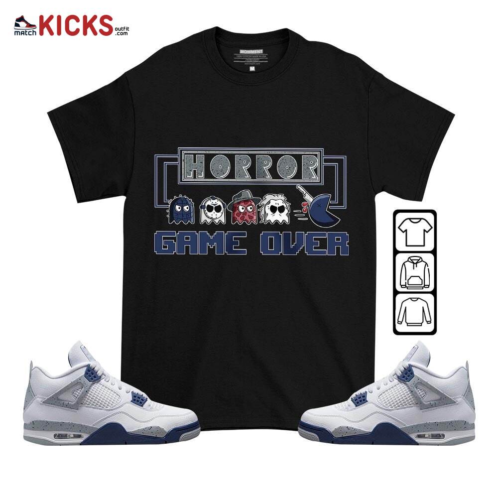 Friday Horror Pixer Sneaker Shirt Match Midnight Navy 4s, Jordan 4 Retro Midnight Navy MKO T-Shirt