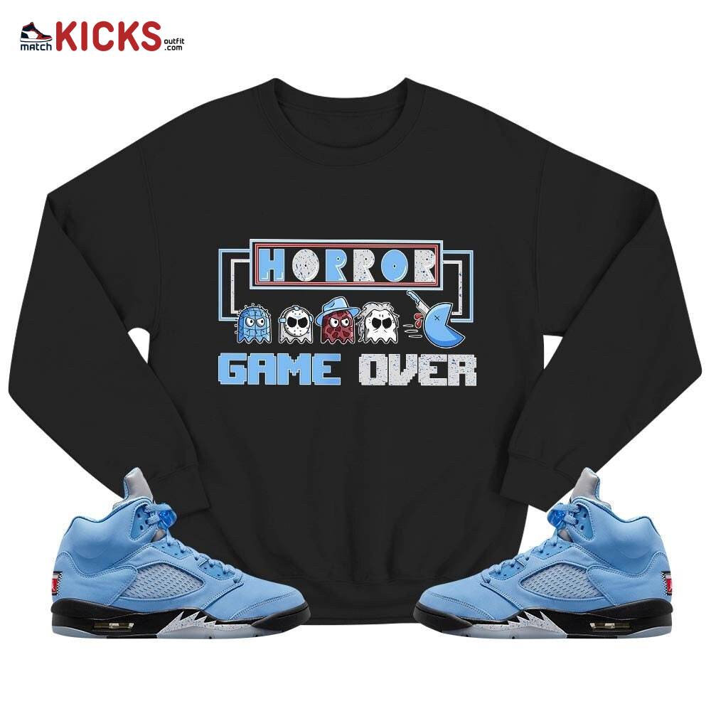 Friday Horror Pixer Sneaker Shirt Match Retro University Blue 5s, Jordan 5 University Blue MKO T-Shirt Friday Horror Pixer Sneaker Shirt Match Retro University Blue 5s, Jordan 5 University Blue MKO T-Shirt
