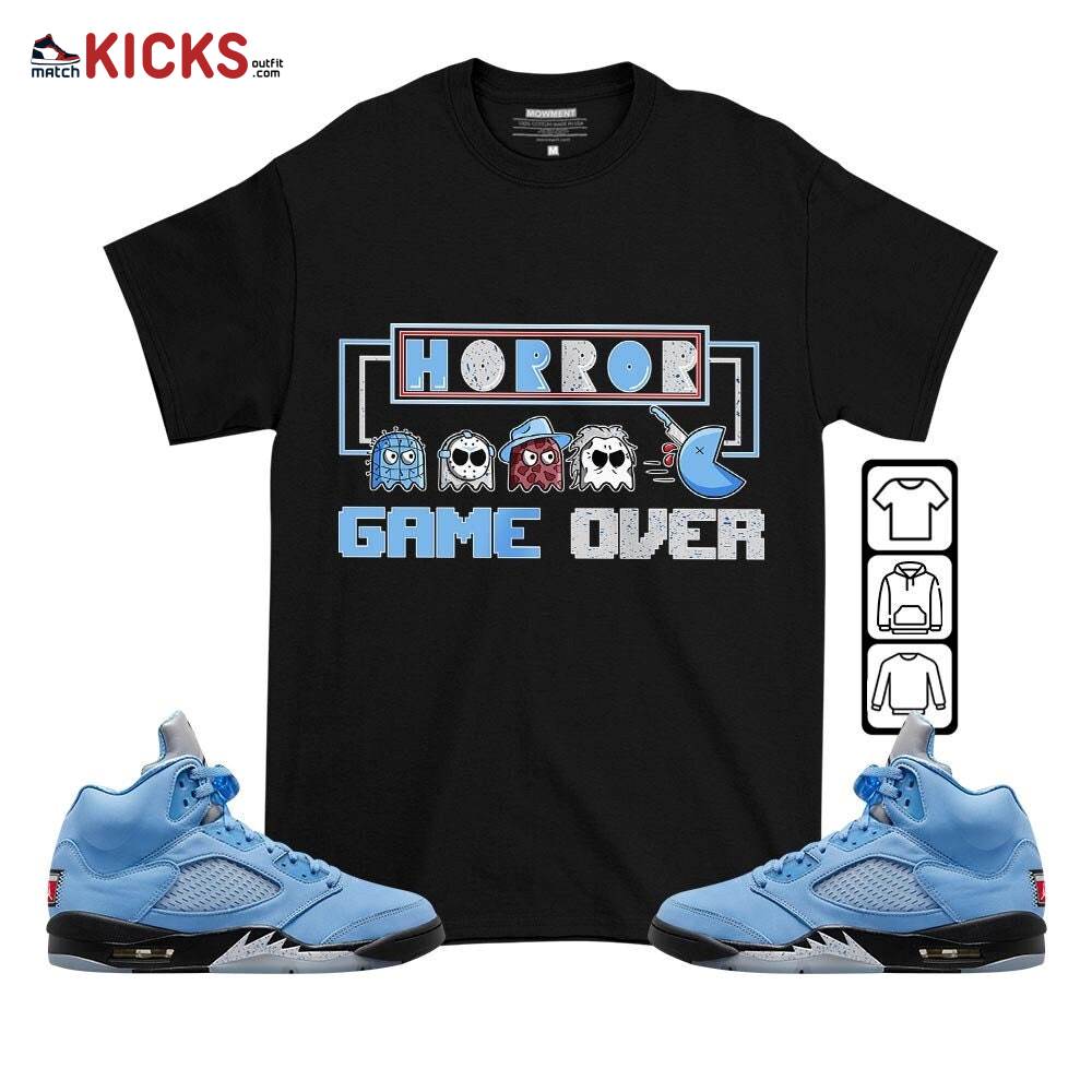 Friday Horror Pixer Sneaker Shirt Match Retro University Blue 5s, Jordan 5 University Blue MKO T-Shirt Friday Horror Pixer Sneaker Shirt Match Retro University Blue 5s, Jordan 5 University Blue MKO T-Shirt