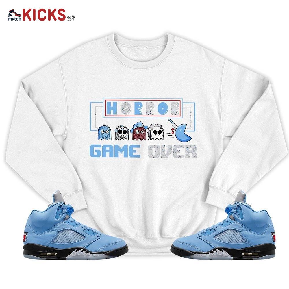 Friday Horror Pixer Sneaker Shirt Match Retro University Blue 5s, Jordan 5 University Blue MKO T-Shirt Friday Horror Pixer Sneaker Shirt Match Retro University Blue 5s, Jordan 5 University Blue MKO T-Shirt