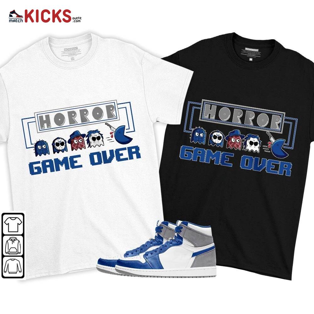Friday Horror Pixer Sneaker Shirt Match True Blue 1s, Jordan 1 High OG True Blue MKO T-Shirt Friday Horror Pixer Sneaker Shirt Match True Blue 1s, Jordan 1 High OG True Blue MKO T-Shirt