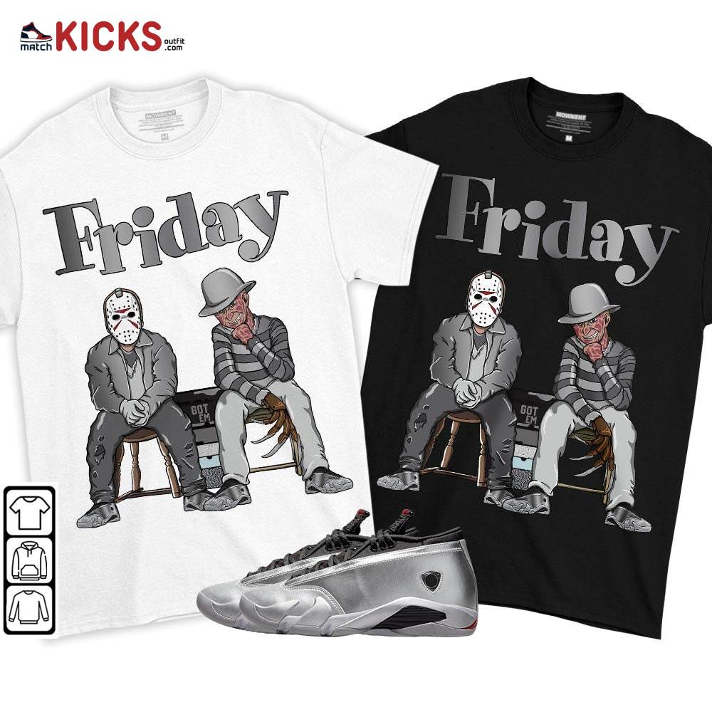 Friday Horror Sneaker Shirt Match 14 Low Metallic Silver, Jordan 14 Metallic Silver MKO T-Shirt