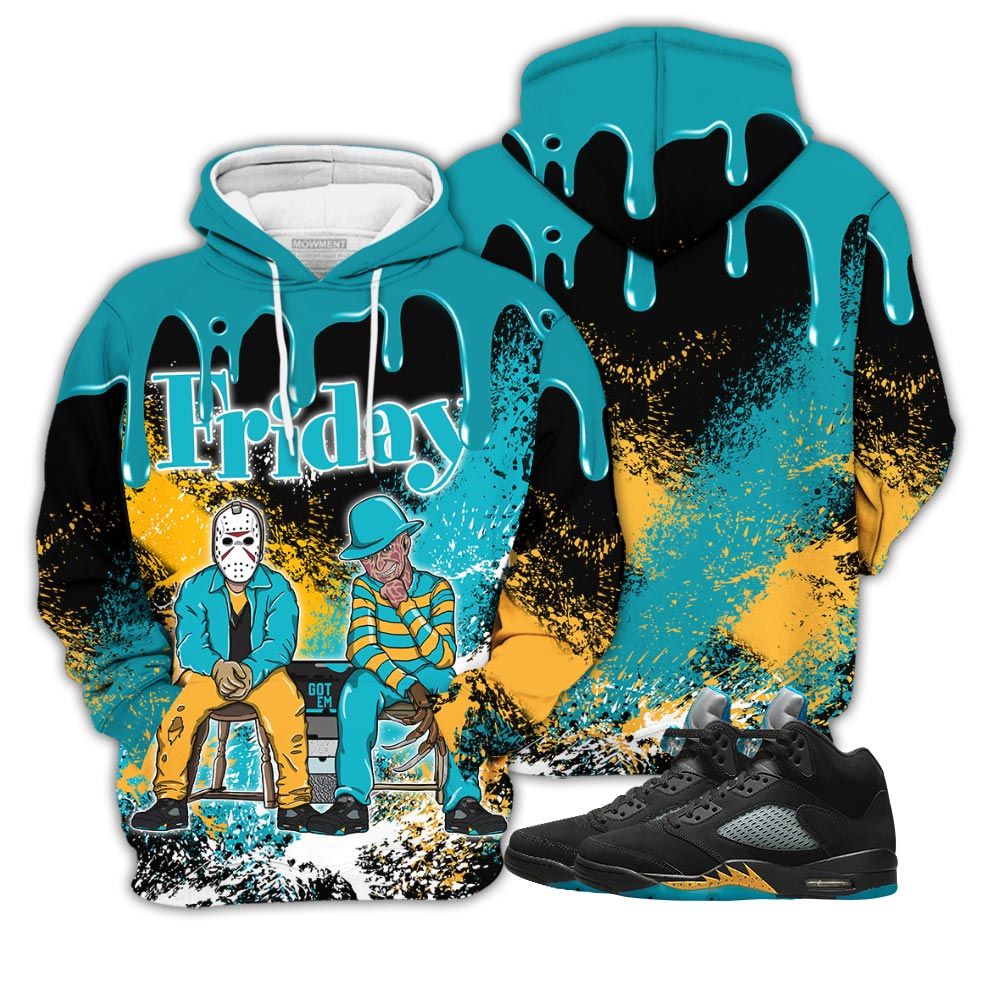 Friday Horror Sneaker Shirt Match 2023 Retro Aqua 5S, Jordan 5 Aqua Hoodie Sweatshirt Tee All Over Print MKO Shirt Friday Horror Sneaker Shirt Match 2023 Retro Aqua 5S, Jordan 5 Aqua Hoodie Sweatshirt Tee All Over Print MKO Shirt