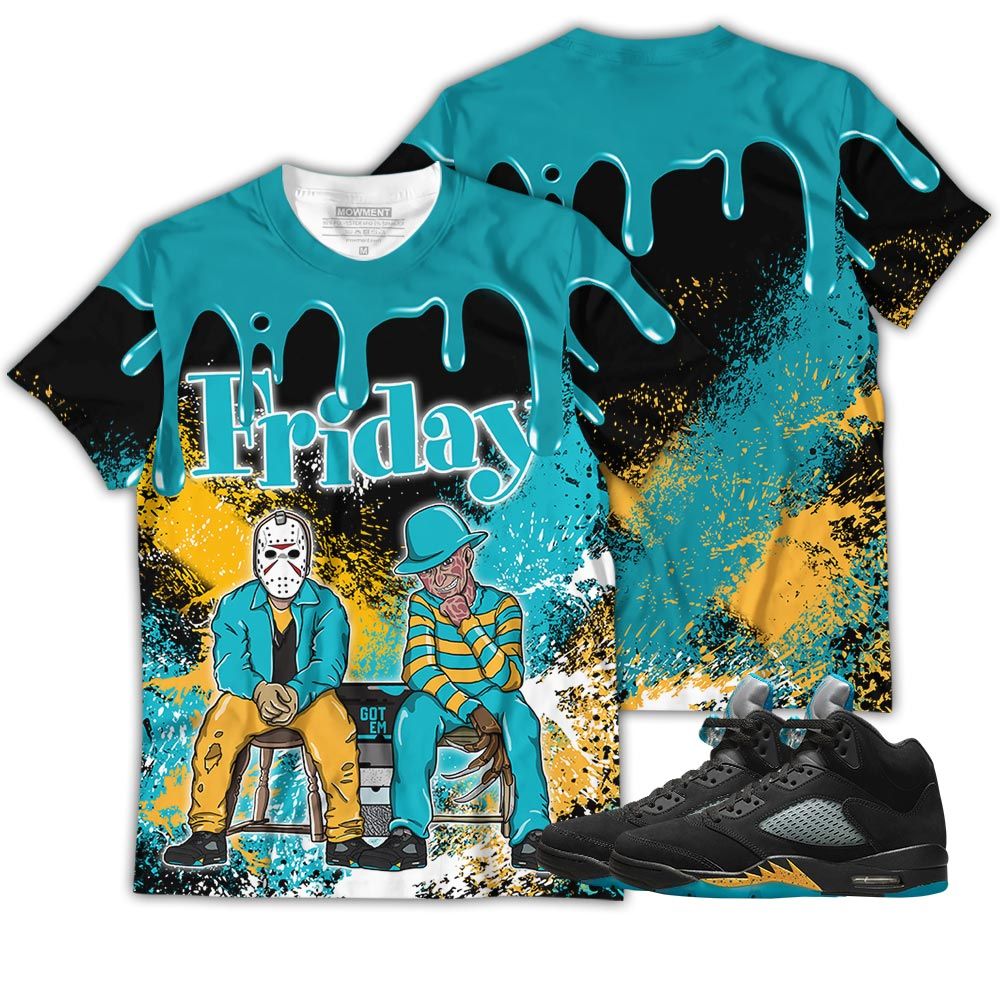 Friday Horror Sneaker Shirt Match 2023 Retro Aqua 5S, Jordan 5 Aqua Hoodie Sweatshirt Tee All Over Print MKO Shirt Friday Horror Sneaker Shirt Match 2023 Retro Aqua 5S, Jordan 5 Aqua Hoodie Sweatshirt Tee All Over Print MKO Shirt