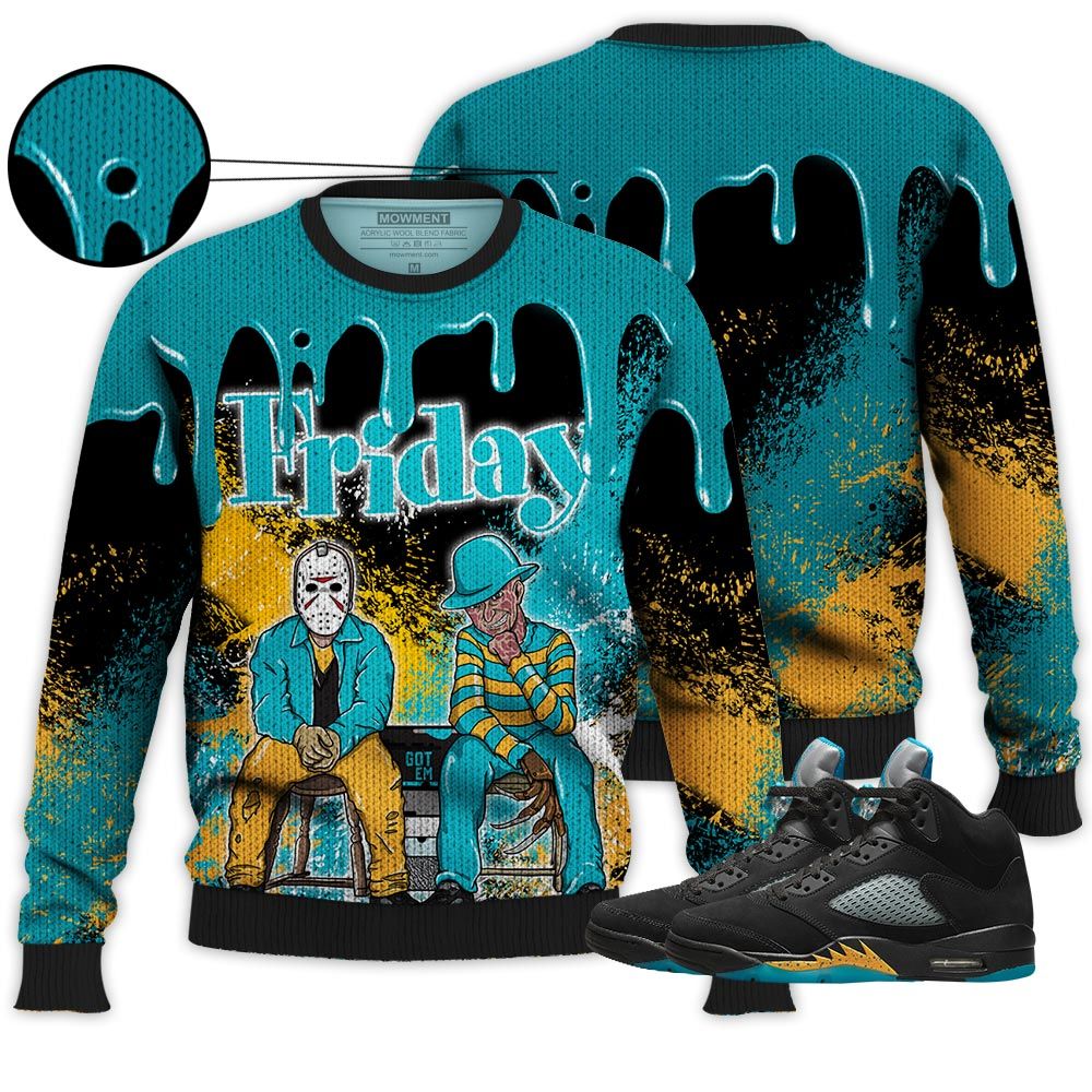 Friday Horror Sneaker Shirt Match 2023 Retro Aqua 5S, Jordan 5 Aqua Hoodie Sweatshirt Tee All Over Print MKO Shirt Friday Horror Sneaker Shirt Match 2023 Retro Aqua 5S, Jordan 5 Aqua Hoodie Sweatshirt Tee All Over Print MKO Shirt