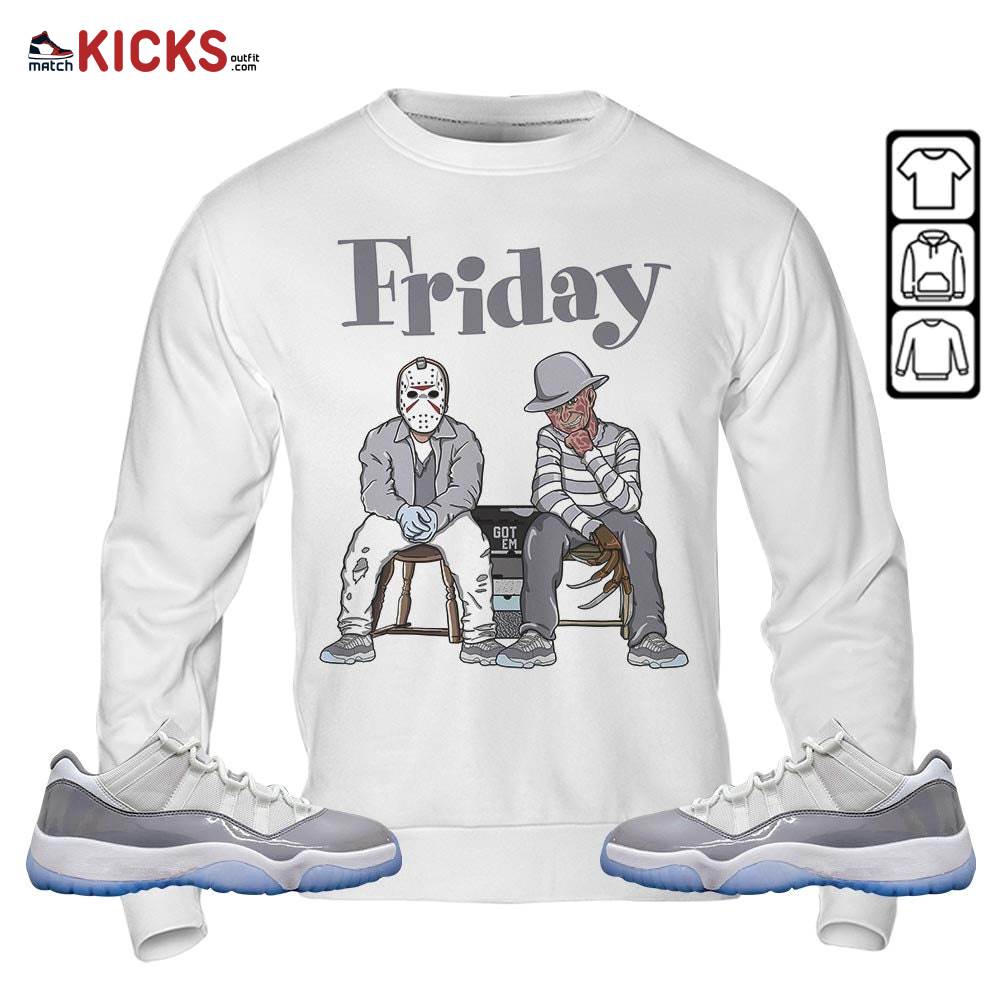 Friday Horror Sneaker Shirt Match Cement Grey 11s, Jordan 11 Low Cement Grey MKO T-Shirt Friday Horror Sneaker Shirt Match Cement Grey 11s, Jordan 11 Low Cement Grey MKO T-Shirt