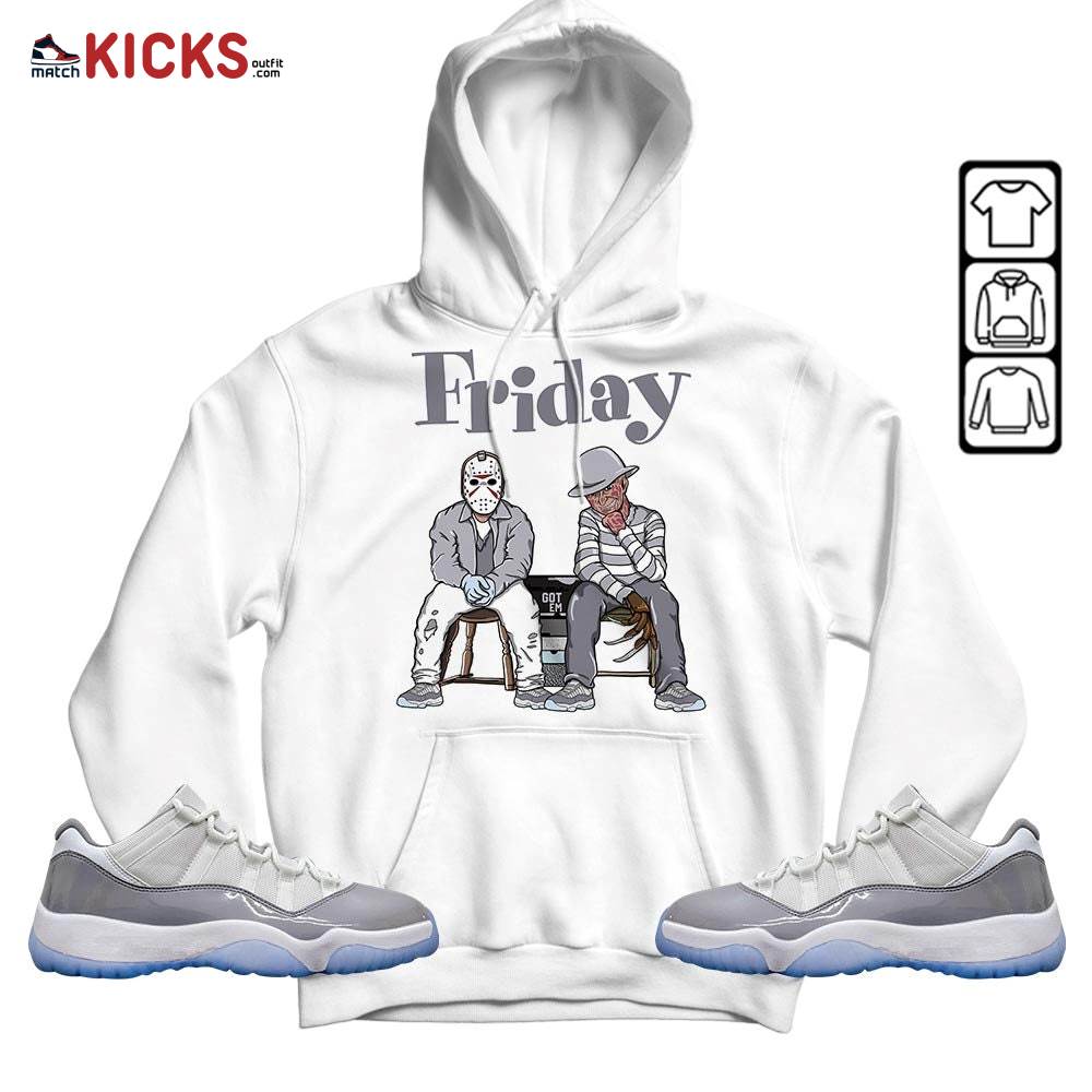 Friday Horror Sneaker Shirt Match Cement Grey 11s, Jordan 11 Low Cement Grey MKO T-Shirt Friday Horror Sneaker Shirt Match Cement Grey 11s, Jordan 11 Low Cement Grey MKO T-Shirt