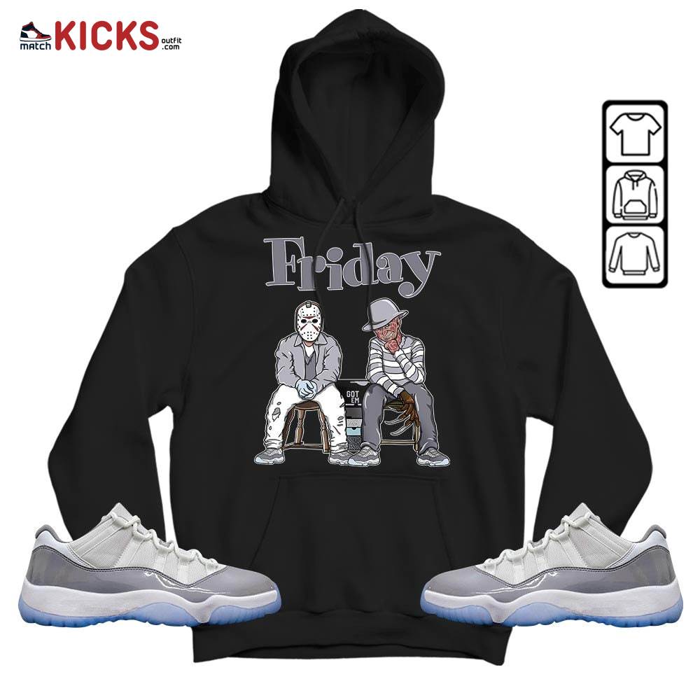 Friday Horror Sneaker Shirt Match Cement Grey 11s, Jordan 11 Low Cement Grey MKO T-Shirt Friday Horror Sneaker Shirt Match Cement Grey 11s, Jordan 11 Low Cement Grey MKO T-Shirt