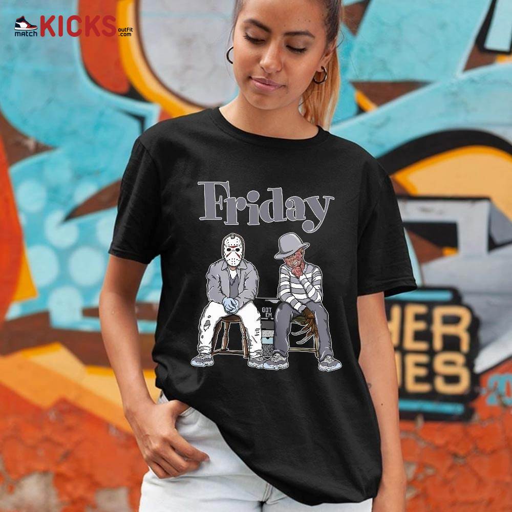 Friday Horror Sneaker Shirt Match Cement Grey 11s, Jordan 11 Low Cement Grey MKO T-Shirt Friday Horror Sneaker Shirt Match Cement Grey 11s, Jordan 11 Low Cement Grey MKO T-Shirt