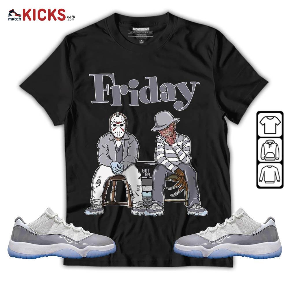 Friday Horror Sneaker Shirt Match Cement Grey 11s, Jordan 11 Low Cement Grey MKO T-Shirt Friday Horror Sneaker Shirt Match Cement Grey 11s, Jordan 11 Low Cement Grey MKO T-Shirt