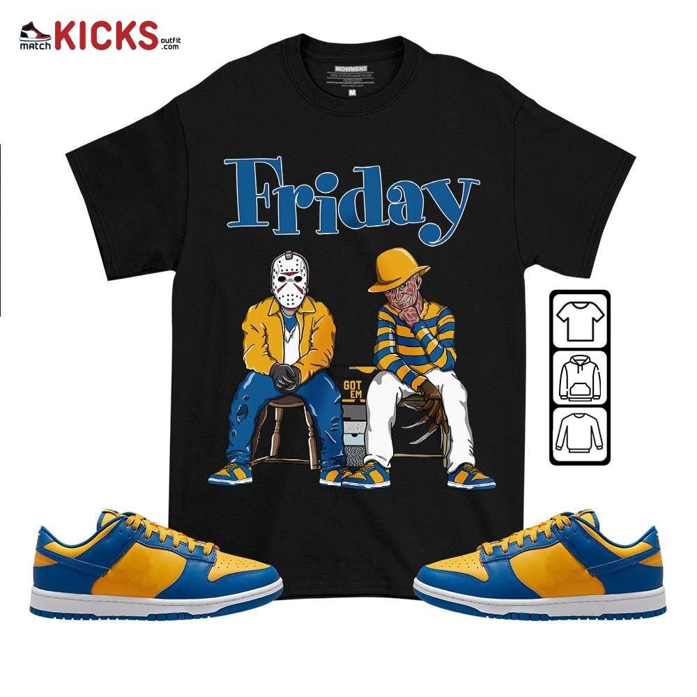 Friday Horror Sneaker Shirt Match Dunk Low Blue Yellow, Dunk Low Blue Jay MKO T-Shirt