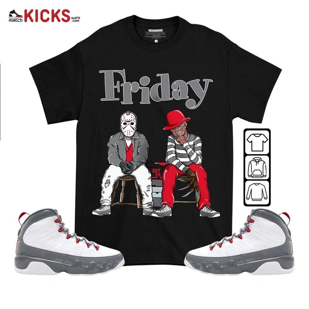 Friday Horror Sneaker Shirt Match Fire Red 9s, Jordan 9 Retro Fire Red MKO T-Shirt