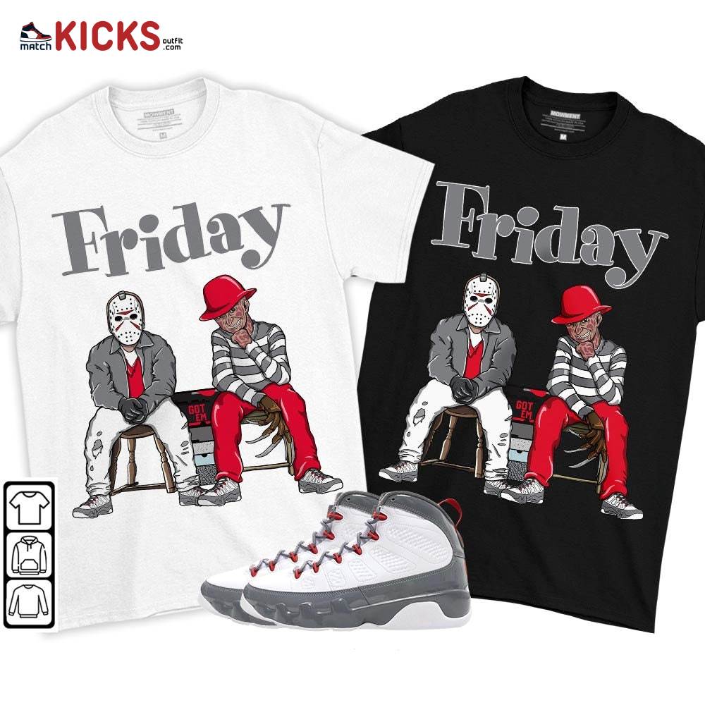 Friday Horror Sneaker Shirt Match Fire Red 9s, Jordan 9 Retro Fire Red MKO T-Shirt