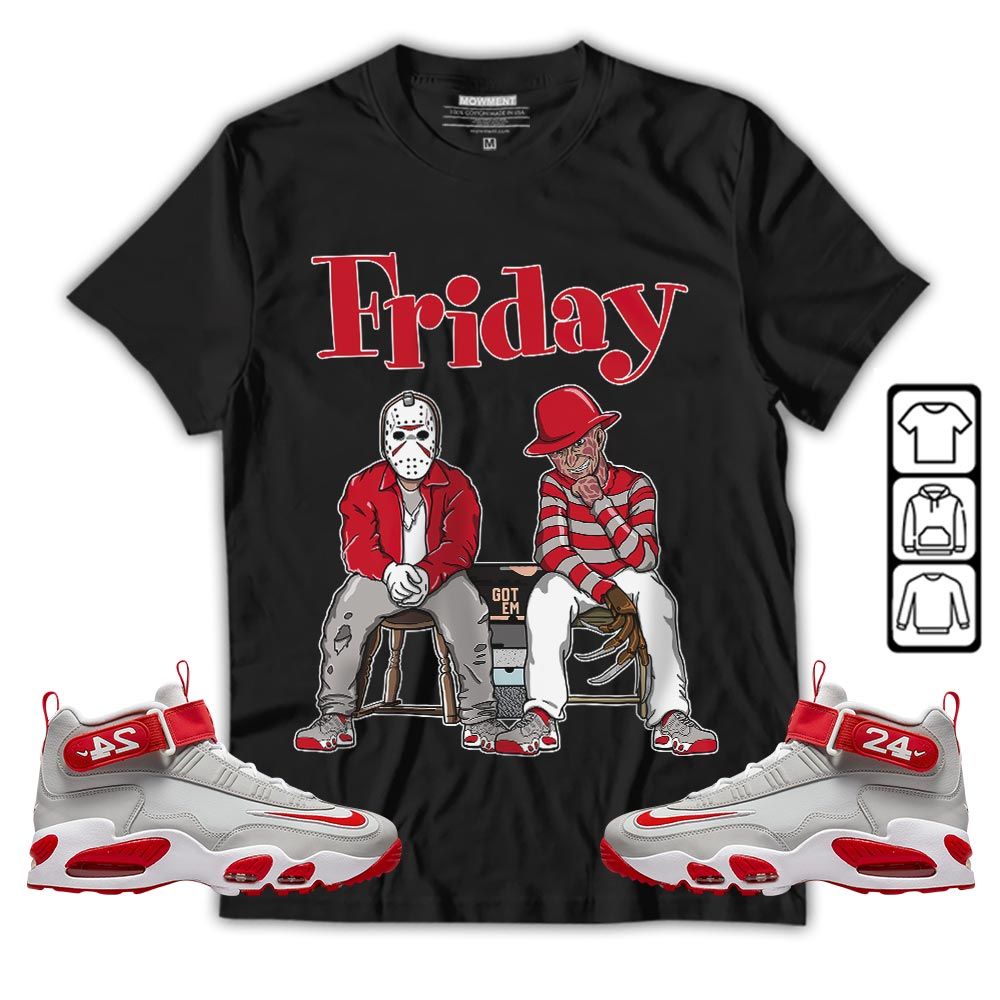 Friday Horror Sneaker Shirt Match Griffey Max 1 University Reds, Air Griffey Max 1 Gray Reds MKO T-Shirt