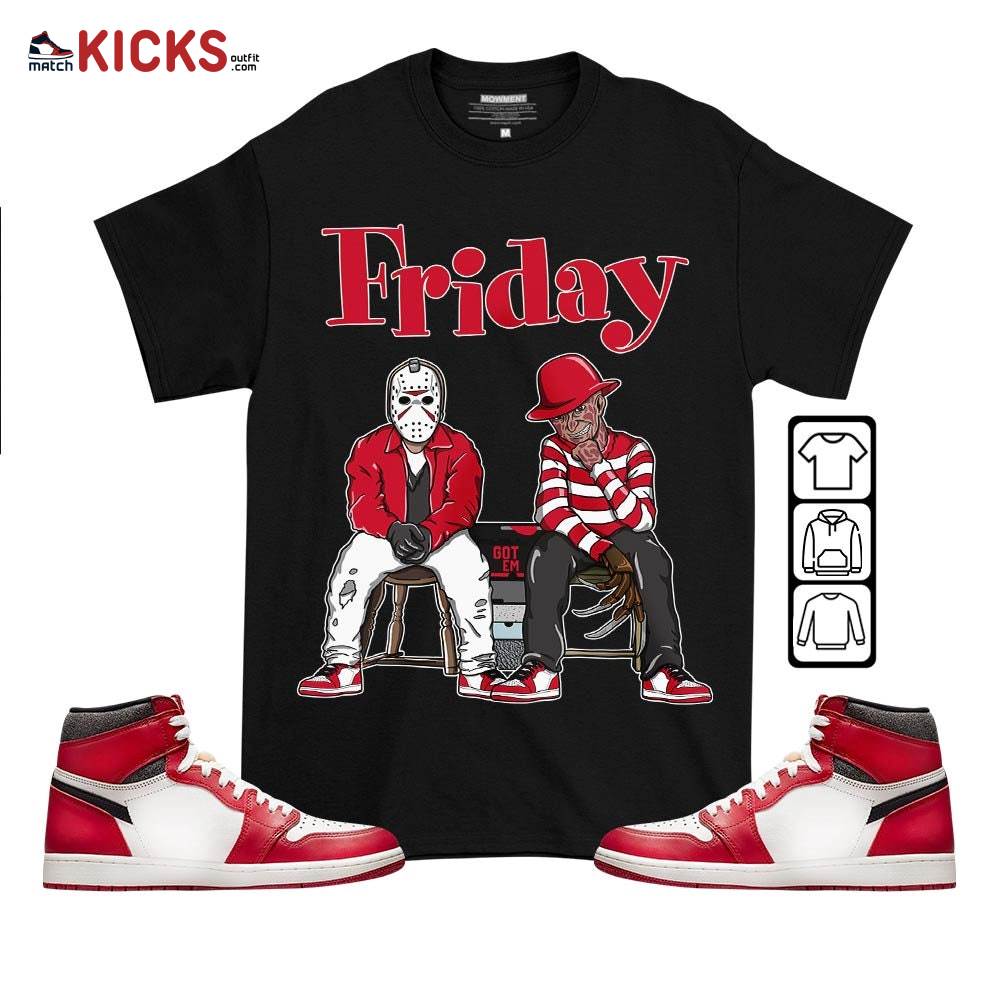 Friday Horror Sneaker Shirt Match High OG Chicago 1s, Jordan 1 Lost and Found Chicago MKO T-Shirt