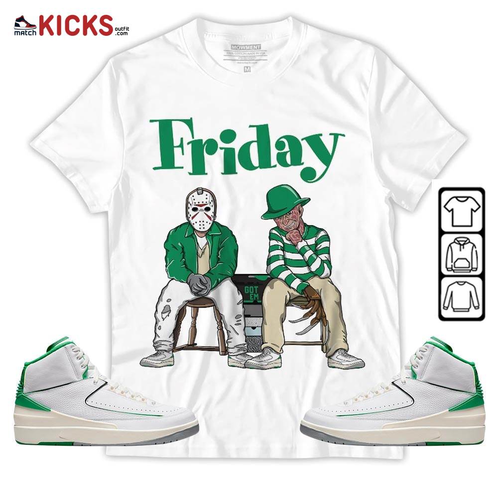 Friday Horror Sneaker Shirt Match Lucky Green 2s, Jordan 2 Lucky Green MKO Sweatshirt