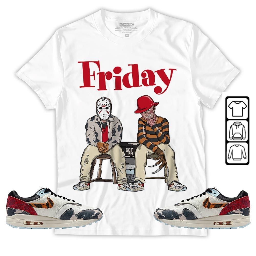 Friday Horror Sneaker Shirt Match Max 1 87 Tiger Swoosh, Air Max 1 Great Indoors MKO T-Shirt