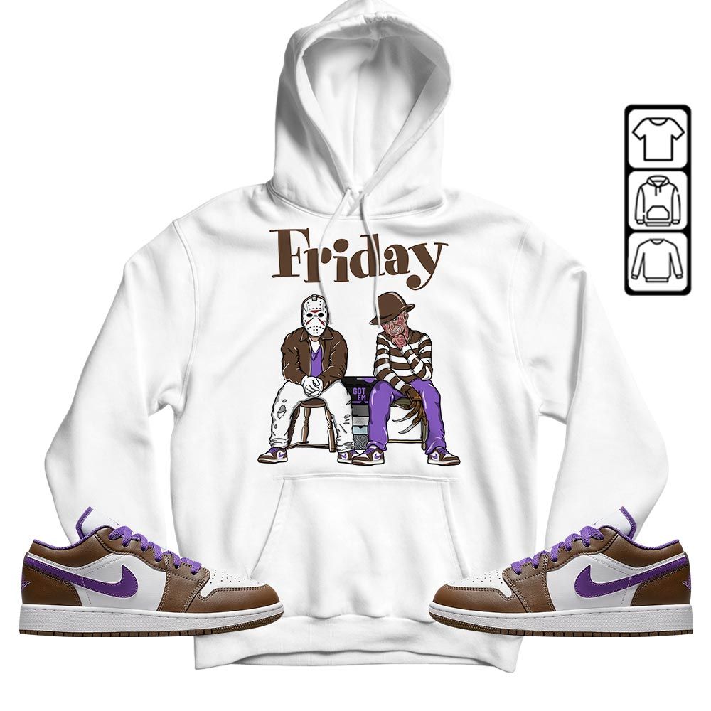 Friday Horror Sneaker Shirt Match Purple Mocha 1s, Jordan 1 Low Purple Mocha MKO T-Shirt
